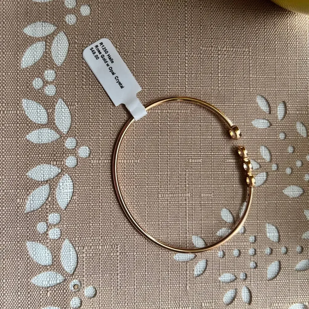NWT Real Simple Style Halle Rose Gold w/ Opal Crystal Twist Bangle Bracelet